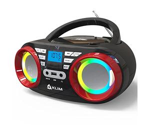 KLIM Boombox B3 - Radio CD Portable Avec FM, Bluetooth, USB, MP3 - Mode Filaire et Sans Fil - Piles Rechargeables - Lentille Laser - Lecteur CD