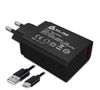 KLIM Chargeur Rapide - Chargeur de Type C pour Smartphone, Ordinateur Portable, Tablette ET Autres + Inclut Un Long Câble USB-C (78IN) + Port de Charge USB 10 W