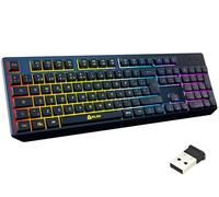 KLIM Chroma Spain Clavier Gamers QWERTY Wireless - Haute Performance - sans Filaire Clavier Éclairé Chromatique Gaming Noir RGB PC Windows Mac PS4 Xbox One [ Nouvelle Version ]