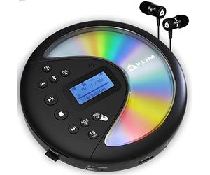 KLIM Discover - Lecteur CD Portable avec Batterie Longue durée et Casque - Radio FM - Compatible MP3 et Carte SD - Transmetteur FM, Bluetooth - Idéal pour Voiture