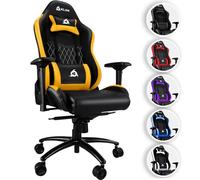 KLIM Esports Chaise Gaming - Chaise de Bureau avec Accoudoirs 4D, Capacité de 170 kg, Dossier Inclinable, Fauteuil Ergonomique avec Coussins Cervical et Lombaire, roulettes Silencieuses - Jaune