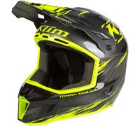 Klim F3 Carbon Pro Thrashed Hi-Vis Casque de motoneige, noir/jaune, Taille M (56/57)