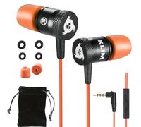 KLIM Fusion Ecouteurs Haute Qualité Audio - Durables + Garantis 5 Ans - Innovant - Ecouteur Intra-auriculaire avec Mousse à Mémoire de Forme et Microphone - Prise Jack 3,5mm - Version - Orange