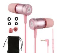 KLIM Fusion Ecouteurs Haute Qualité Audio - Durables + Garantis 5 Ans - Innovant - Ecouteur Intra-auriculaire avec Mousse à Mémoire de Forme et Microphone - Prise Jack 3,5mm - Nouvelle Version - Rose