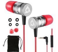 KLIM Fusion Écouteurs Filaires avec Micro Hi-FI, Mousse à Mémoire, Jack 3.5mm, Rouge
