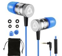 KLIM Fusion Ecouteurs Haute Qualité Audio - Nouveauté - Durables - Garantis 5 Ans - Innovant - Ecouteur Intra-auriculaire avec Mousse à Mémoire de Forme et Microphone - Prise Jack 3,5mm - Bleu