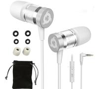 KLIM Fusion Ecouteurs Haute Qualité Audio - Nouveauté - Durables - Garantis 5 Ans - Innovant - Ecouteur Intra-auriculaire avec Mousse à Mémoire de Forme et Microphone - Prise Jack 3,5mm - Blanc