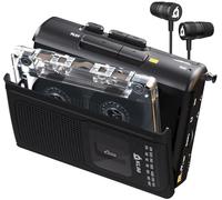 KLIM K8 Lecteur Cassette Audio avec Un Casque F1 - Enregistreur Cassette - Nouveau Player - Radio AM/FM - Microphone et Haut-Parleur Intégrés - Prise Casque et Écouteurs - Noir