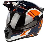 Klim Krios Pro Rally ECE/DOT Carbon Casque d’enduro, blanc-bleu-orange, taille S pour homme