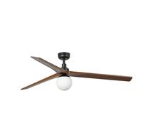 Faro Barcelona Ventilateur de plafond KLIM L Ø1500 mm Noir 3 pales noyer foncé 1xE27