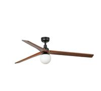 Faro Barcelona Ventilateur de plafond KLIM L Ø1500 mm Noir 3 pales noyer foncé 1xE27