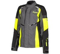 Klim Latitude Veste textile de moto pour dames, Gris foncé/noir/jaune néon, Taille 46