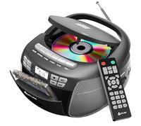 KLIM Lecteur CD et lecteur de cassette, Boombox Bluetooth, radio AM/FM, son stéréo, télécommande, combo CD et cassette, enregistrement sur bande, clé USB, AUX, alimenté CA/CC - Argent