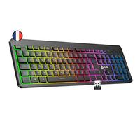 KLIM Light V2 Clavier sans Fil AZERTY + Nouveauté 2024 + Fin, Discret, Waterproof, Silencieux + Clavier Gamer rétroéclairé pour PC Mac PS4 PS5 + Batterie Intégrée Longue Durée