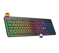 KLIM™ Light V2 Clavier sans Fil QWERTY ES + Fin, Ergonomique, Discret, Waterproof, Silencieux + Clavier Gamer rétroéclairé pour PC Mac PS4 Xbox One + Batterie Intégrée Longue Durée + Nouveauté 2022