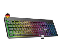 KLIM™ Light V2 Clavier sans Fil QWERTZ DE + Fin, Ergonomique, Discret, Waterproof, Silencieux + Clavier Gamer rétroéclairé pour PC Mac PS4 Xbox One + Batterie Intégrée Longue Durée + Nouveauté 2022