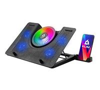 KLIM Nova - Refroidisseur PC Portable - 11" à 17" - Éclairage RGB - Support Ordinateur Portable Gaming - Ventilateur USB - Stable et Silencieux - Compatible avec Mac et PS4 - Nouveauté
