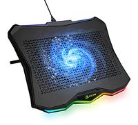 KLIM Rainbow - RGB Laptop Cooler Base + 11« à 17 » + Gaming Laptop Cooler + USB Fan + Stable and Sturdy Aluminum Base + Great Compatibility