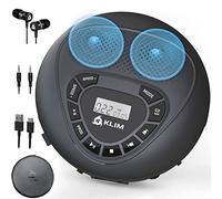 KLIM Speaker - NOUVEAUTÉ Lecteur CD Portable avec Haut-parleurs & Écouteurs - Rechargeable - Baladeur Lecteur CD Enfant/Adulte - Carte SD/TF - AUX - Idéal pour Voiture - Noir