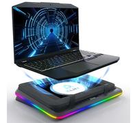 KLIM Turbofrost Max - Refroidisseur PC Portable RGB, Turbo Ventilateur PC Portable XL, Compatible 15.6-17 Pouces, Système Breveté d'Optimisation du Flux d'air, Vitesse réglable, Écran LCD