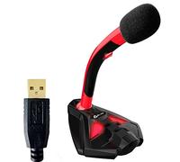KLIM Voice Microphone à Pied USB pour Ordinateur - Micro de Bureau Professionnel - Microphone de Gamer PC PS4 - Nouvelle Version - Rouge