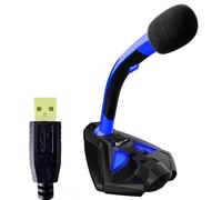 KLIM Voice Microphone à Pied USB pour Ordinateur - Micro de Bureau Professionnel - Microphone de Gamer PC PS4 - Nouvelle Version - Bleu