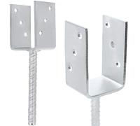 KLIMAS Ancrage de poteau en U pour charges lourdes 100 x 60 x 125 x 5 mm Ancrage béton en acier ondulé galvanisé Douille de sol à sceller dans le béton Poteaux en bois en acier galvanisé à