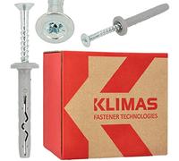 KLIMAS Chevilles à montage rapide avec vis à tête fraisée 6,0 x 40 mm 200 pièces | Chevilles à ongles pour béton cellulaire, chevilles à percussion en plastique, chevilles à clous à tige longue set de