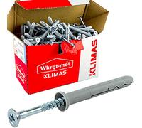 KLIMAS Lot de 100 chevilles à frapper M6 x 80 mm pour béton, brique pleine, grès calcaire, pierre ponce, pierre naturelle, cruciforme, démontable