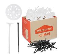 KLIMAS® Lot de 100 chevilles plates LTX ∅ 10 mm x 220 mm, chevilles isolantes avec clou en plastique perforé | Chevilles en polystyrène Thermodübel, chevilles isolantes pour WDVS VWS EPS, lot de