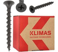 KLIMAS Lot de 1000 vis à tête fraisée - Vis pour placoplâtre, plaques de plâtre autotaraudeuses, plaques de plâtre GK - Chevilles à filetage grossier - Vis universelles PH2 - Matériaux en bois (3,5 x