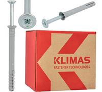 KLIMAS - Lot de 200 chevilles à percussion - Montage rapide - Avec vis à tête fraisée - 6 x 60 mm - Pour béton cellulaire - Ancrage à clous - En plastique