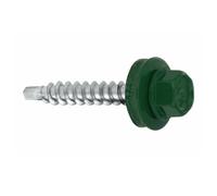 KLIMAS Lot de 250 vis à tôle trapézoïdale, avec disque d'étanchéité EPDM, pour structures en bois, vis à tôle pour supports en bois (RAL6005, vert mousse, 4,8 х 35 mm)