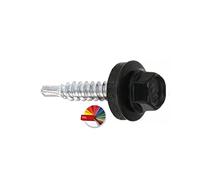 KLIMAS Lot de 250 vis de perçage avec rondelle EPDM 4,8 х 19 mm RAL 9005 (noir profond) - Galvanisées - Pour fixation de tôle avec chevauchement