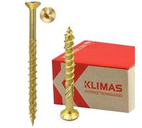 KLIMAS Torx Lot de 150 vis à bois - Pour panneaux d'aggloméré - Jaune - Vis à tête fraisée pour terrasse, toiture - Vis universelles - 6 x 70 mm