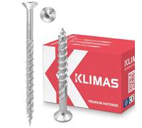 KLIMAS Torx Lot de 300 vis à bois pour panneaux d'aggloméré, Blanc, Vis à tête fraisée pour terrasse, toiture, Vis universelles, 5,0 x 50