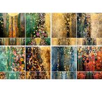 Klimt Papier de riz abstrait pour découpage, 20,3 x 29,2 cm (A4) - 4 feuilles | 16 pièces | 8 designs uniques | Designs polyvalents pour projets artistiques et travaux manuels Craft KREATIVELY