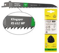 Klingspor 670493 RS 652 WF lames de scie à sabre, 150 x 19 x 1,2 mm longueur utile 130Crom-Vanadium, fraisé, meublé, 6 dents par