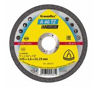 Disque à tronçonner A 46 TZ spécial pour l'usinage de l'acier inoxydable, Ø x Épais. : 125 x 1,6 mm, Modèle Droit, Vitesse maxi. 12200 tr/mn G