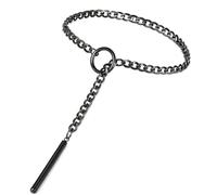 KLINNA Collier réglable en acier inoxydable pour femmes, collier ras du cou gothique punk avec pendentif en O, longue chaîne coulissante en tant qu'accessoire de bijouterie pour hommes et femmes, 60