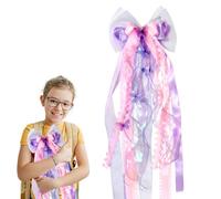 KLINNA Lot de 2 sacs à sucre, en forme de nœud XXL, élégant, pour la rentrée des classes, pour garçons et filles, 60 x 20 cm, décoration pour sac d'école, grand nœud cadeau en tissu (rose)