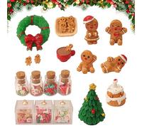 KLINNA Lot de 22 accessoires de lutin de Noël pour maison de poupée avec mini bonhommes en pain d'épice, décoration de Noël miniature détaillée pour porte de lutin et lutin magique