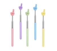 KLINNA Lot de 5 bâtons de pointage télescopiques pour enseignants, couleur macaron, avec pointe de doigt amusante, rétractables, en acier inoxydable, pour salles de classe et conférences, pour enfants