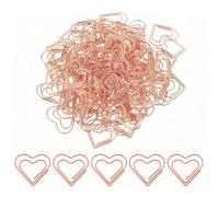 KLINNA Lot de 50 trombones en forme de cœur or rose, petits et nobles dans un distributeur, idées avec cœur, motif amour, trombones et clips à papier, bureau, école, salle de classe, trombones (or