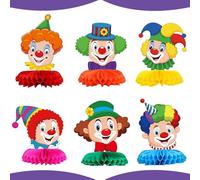 KLINNA Lot de 6 décorations de table clown pour carnaval, cirque, thème animal, nid d'abeille, boules en nid d'abeille 3D, décoration de table et carnaval, nid d'abeille pour carnaval, anniversaire