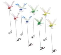 KLINNA Lot de 8 libellules à clip 3D - Répulsif efficace contre les mouches, les colibri et les libellules - Piquets décoratifs de jardin - Résistant aux intempéries - Pour l'intérieur et l'extérieur