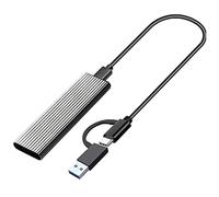 Kliplinc Adaptateur 2 en 1 Dual Protocol Type C USB 3.1 Adaptateur SATA SSD HDD M.2 NGFF SSD Utilisation pour disque dur M2 Argent