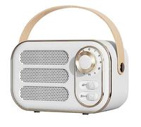 Kliplinc Haut-parleur rétro, effet stéréo 360, mini haut-parleur Bluetooth, radio vintage, décoration d'intérieur, blanc