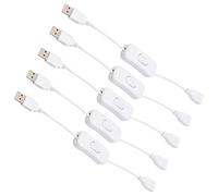 Kliplinc Lot de 5 câbles USB de 28 cm (Standard vers) avec Interrupteur Marche/arrêt pour Lampe USB, câble d'alimentation, Blanc