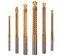 Kliplinc Lot de 6 forets hélicoïdaux HSS revêtus de titane, embouts de coupe latérale dentelés de 3 à 8 mm, outils de travail du bois, plastique, métal, bois